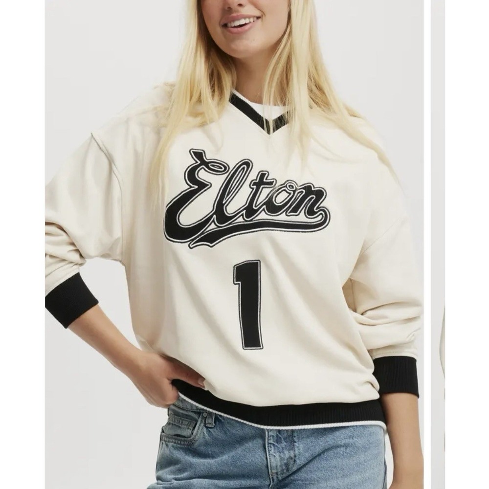 Elton John V Neck Sweatshirt Size Small Cotton On Womens